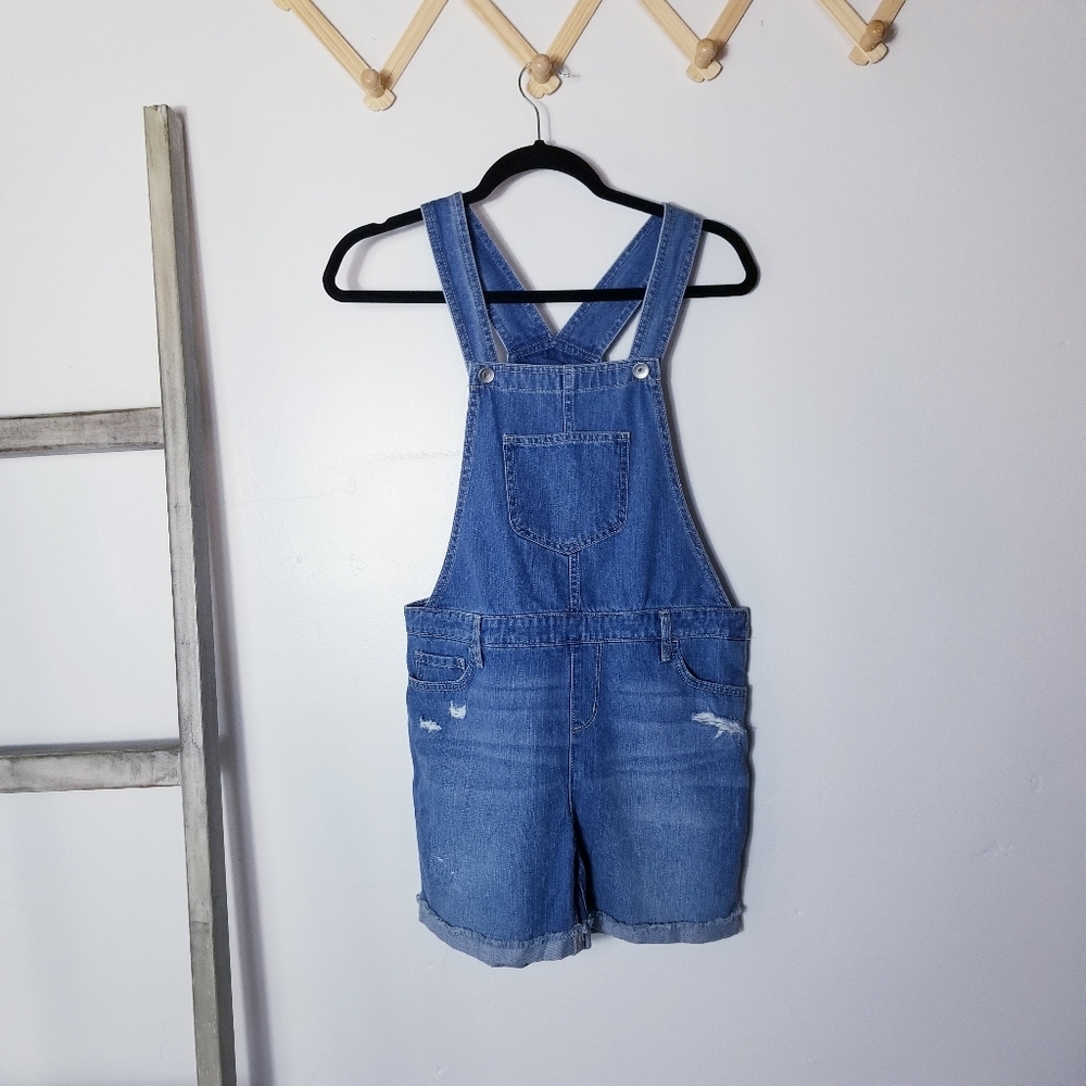 NWT CHILDREN'S PLACE GIRL'S DISTRESSED BIB SHORTS SIZE 14